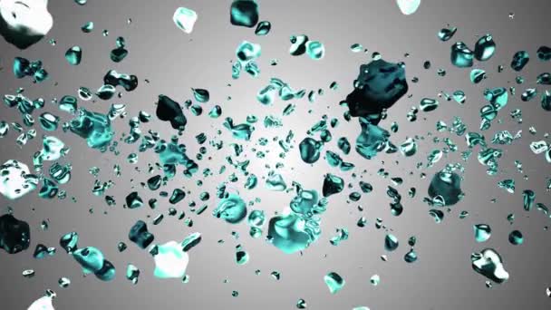 Gotas de agua de metal líquido azul difusa al azar en el espacio de animación digital de fondo nuevos gráficos de movimiento natural de calidad fresco hermoso material de archivo de vídeo de 4k — Vídeos de Stock