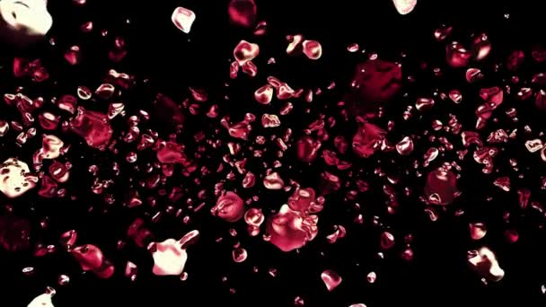 Ruby red liquid metal water drops random diffused in space digital animation background new quality natural motion graphics cool nice beautiful 4k stock video footage — Stock Video