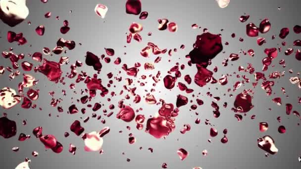 Rubis rouge liquide gouttes d'eau en métal aléatoire diffusées dans l'espace animation numérique arrière-plan nouvelle qualité mouvement naturel graphiques cool belle 4k stock vidéo — Video