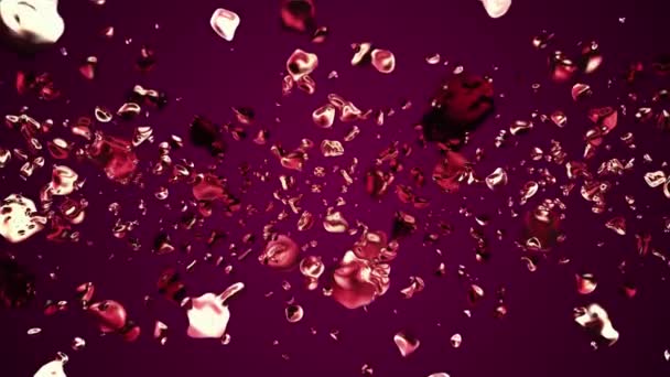 Rubínově červené kapalné kovové vody kapky náhodné rozptýlené v prostoru digitální animace pozadí nové kvalitní přirozený pohyb grafika Super pěkné krásné 4k video stopáže — Stock video