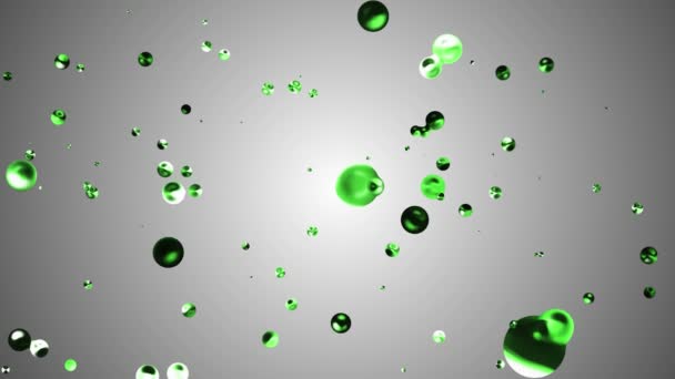 Emerald green liquid metal water bubble floating up in space digital animation background new quality natural motion graphics cool nice beautiful 4k stock video footage — Stock Video