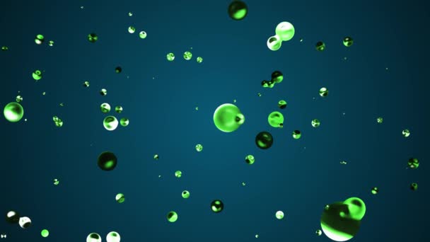 翡翠绿色液态金属水泡漂浮在空间数字动画背景新质量的自然运动图形酷漂亮美丽的4k 股票视频画面 — 图库视频影像