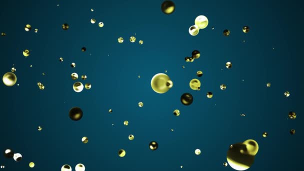 Жовтий рідкий металевий водяний міхур, що плаває в космосі цифровий анімаційний фон нова якість графіки природного руху круто красиві 4k кадри стокового відео — стокове відео