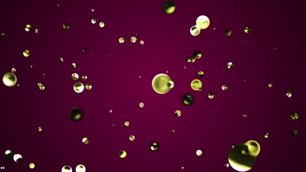 Yellow liquid metal water bubble floating up in space digital animation background new quality natural motion graphics cool nice beautiful 4k stock video footage — Stock Video