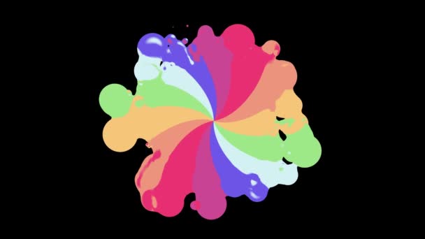 Rainbow spiral colorful splatter blot spreading turbulent moving abstract painting animation background new unique quality art stylish joyful cool nice motion dynamic beautiful 4k stock video footage — Stock Video