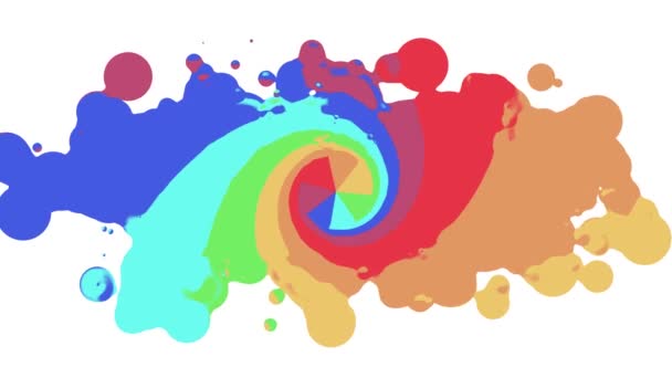 Rainbow spiral colorful splatter blot spreading turbulent moving abstract painting animation background new unique quality art stylish joyful cool nice motion dynamic beautiful 4k stock video footage — Stock Video