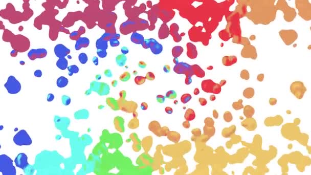 Rainbow colorful paint splatter blot drops spreading turbulent moving abstract painting animation background new unique quality art stylish joyful cool nice motion dynamic beautiful 4k video footage — Stock Video