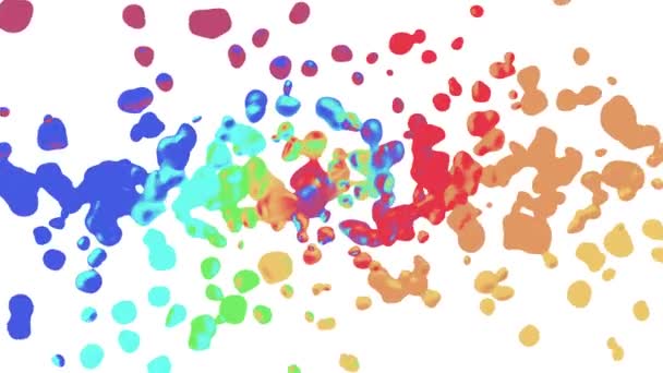 Rainbow colorful paint splatter blot drops spreading turbulent moving abstract painting animation background new unique quality art stylish joyful cool nice motion dynamic beautiful 4k video footage — Stock Video