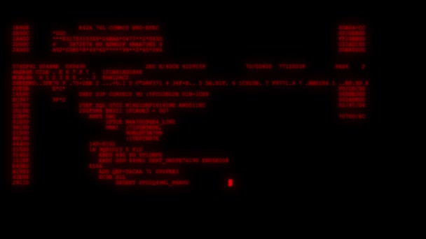 Criptografado rápido longo rolagem programação segurança hacking código fluxo de dados em vermelho exibir novos números de qualidade letras codificação techno alegre vídeo 4k estoque imagens — Vídeo de Stock