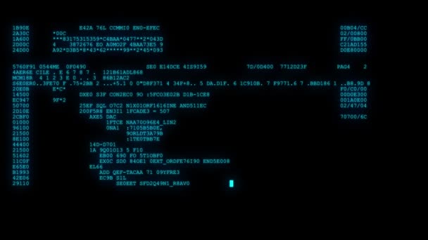 Criptografado rápido longo rolagem programação segurança hacking código fluxo de dados em azul exibir novos números de qualidade letras codificação techno alegre vídeo 4k estoque imagens — Vídeo de Stock