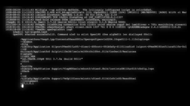 Cifrado rápido y largo desplazamiento programación seguridad piratería código flujo de datos en blanco negro pantalla nuevos números de calidad letras codificación techno alegre vídeo 4k archivo — Vídeo de stock