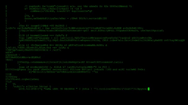 Criptografado rápido longo rolagem programação segurança hacking código fluxo de dados em exibição verde novos números de qualidade letras codificação techno alegre vídeo 4k estoque imagens — Vídeo de Stock