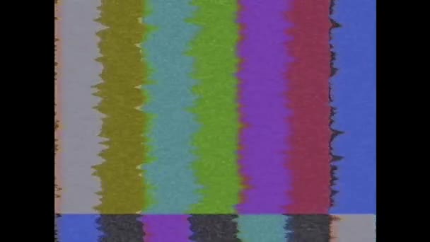 Retro 4 x 3 Tv test tabletu na zakłócenia ekranu tła animacji pętli nowe jakości vintage technologii cyfrowej kolorowe materiały wideo — Wideo stockowe