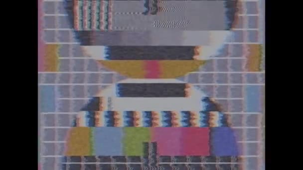 Retro 4x3 TV test tablet su scorrimento interferenza schermo sfondo animazione loop nuova qualità vintage tecnologia digitale colorato video — Video Stock