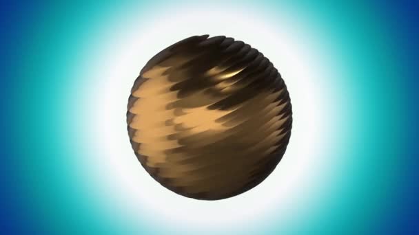 Golden ribbad bollen roterar i utrymme sömlös loop bakgrunden animation nya kvalitet nya kvalitet industriella techno konstruktion futuristiska cool nice joyful videofilmer — Stockvideo