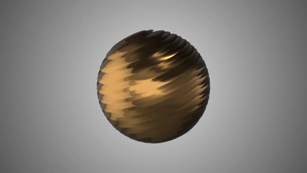 Golden ribbad bollen roterar i utrymme sömlös loop bakgrunden animation nya kvalitet nya kvalitet industriella techno konstruktion futuristiska cool nice joyful videofilmer — Stockvideo