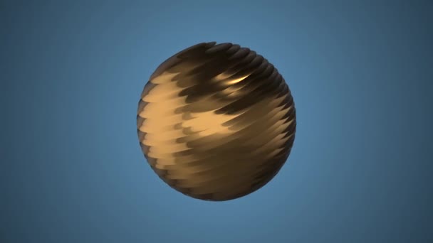 Boule nervurée dorée tournant dans l'espace boucle sans couture animation de fond nouvelle qualité nouvelle construction techno industrielle futuriste cool agréable joyeuse séquence vidéo  .