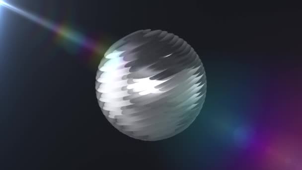 Boule nervurée argentée tournant dans l'espace animation de fond de boucle transparente nouvelle qualité nouvelle construction techno industrielle futuriste cool agréable joyeuse séquence vidéo — Video