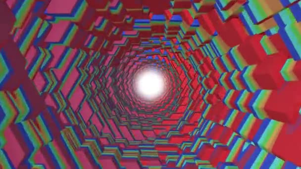 Flug durch 3d bunte polygonale Skalen Tunnel Hintergrund neue Qualität Motion Graphics Animation cool schön schön 4k Video Stock Footage — Stockvideo