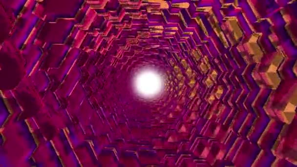 Vol à travers 3d coloré polygonal échelles tunnel fond nouvelle qualité motion graphiques animation cool belle vidéo 4k images de stock — Video