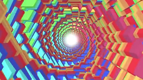 Flug durch 3d bunte polygonale Skalen Tunnel Hintergrund neue Qualität Motion Graphics Animation cool schön schön 4k Video Stock Footage — Stockvideo