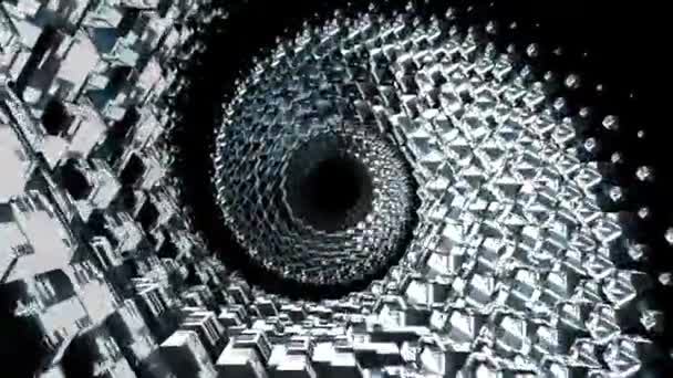 vol à travers 3d coloré polygonale écailles spyral tunnel fond nouvelle qualité mouvement graphique animation cool belle vidéo 4k images de stock 