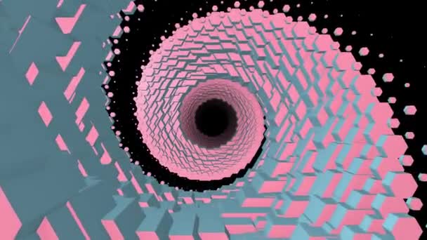 Vuelo a través de 3d colorido espiral poligonal escalas túnel fondo nuevo calidad movimiento gráficos animación fresco bonito hermoso vídeo 4k material de archivo — Vídeos de Stock