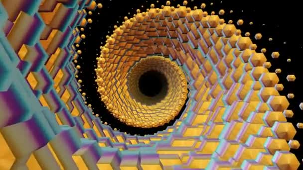 Vol à travers 3d coloré spirale polygonale échelles tunnel fond nouvelle qualité motion graphiques animation cool belle vidéo 4k images stock — Video