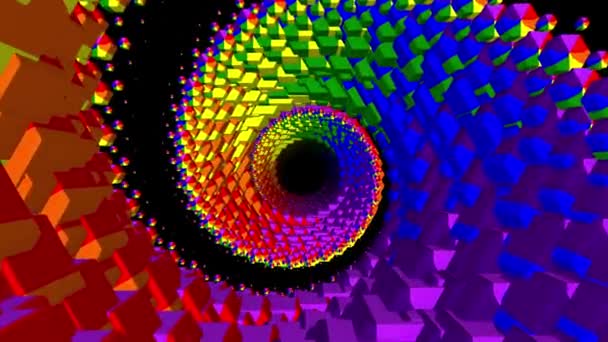 Vuelo a través de 3d colorido espiral poligonal escalas túnel fondo nuevo calidad movimiento gráficos animación fresco bonito hermoso vídeo 4k material de archivo — Vídeo de stock