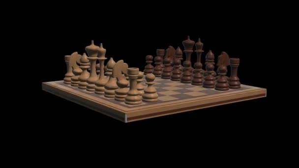 Tabuleiro de xadrez 3d close up câmera animação nova qualidade jogo de tabuleiro legal agradável vídeo alegre 4k imagens de estoque — Vídeo de Stock