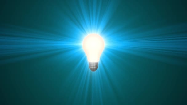 Lampa LIGH žárovka zářící v paprscích světelné optická čočka světlice animace pozadí nová kvalita přirozené osvětlení efekt dynamický barevný světlý video 4k skladový záběr — Stock video