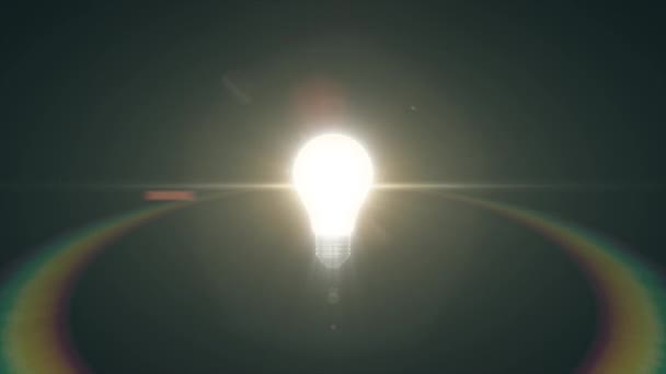 Lampe Glühbirne Blitz Explosion in Lichtstrahlen optische Linse Fackeln Animation Hintergrund neue Qualität natürliche Lichtwirkung dynamisch bunt hell video4k Stock Footage — Stockvideo