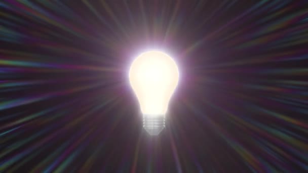 Třpycení lampy LIGH žárovka duhový zářící odlesk animace pozadí nová kvalita přirozené osvětlení efekt dynamický barevný světlý video4k logo burzovní záběry — Stock video