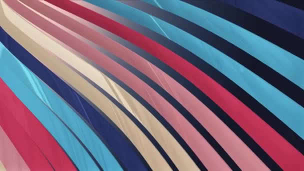 Měkké mávající lesklé pruhy textilie abstraktní linie jemný tok bezproblémový smyčka animace pozadí nová kvalita dynamický umění pohyb barevný cool krásný krásný video 4k umělecké skladový záběr — Stock video