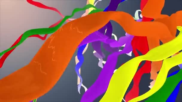 Размахивая глянцевыми полосами ткани абстрактные линии нежный поток бесшовный цикл анимации фон новое качество динамическое движение искусства красочные прохладные красивые видео 4k художественный материал — стоковое видео
