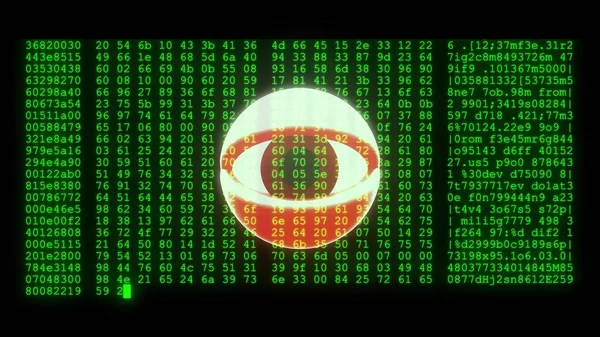Cyberprzestępczy cyberbezpieczeństwa dane kod hakowanie ilustracja informacje kodowania nowy oko pisać pisanie strumień tło wektor wyświetlać — Zdjęcie stockowe