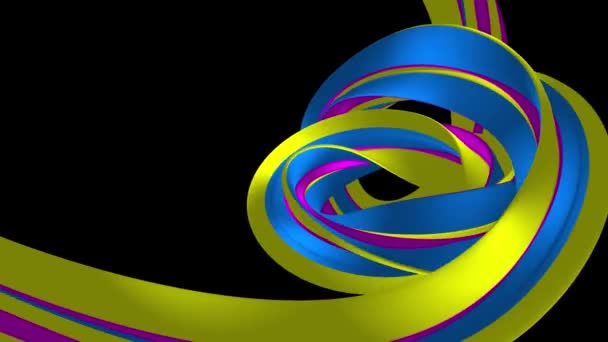 Couleurs douces 3D courbé arc-en-ciel bande caoutchouc guimauve corde bonbons boucle sans couture forme abstraite animation fond nouvelle qualité mouvement universel dynamique animé coloré joyeux vidéo 4k stock footage — Video