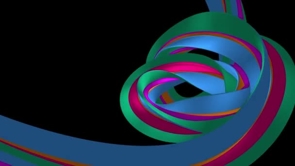 Couleurs douces 3D courbé arc-en-ciel bande caoutchouc guimauve corde bonbons boucle sans couture forme abstraite animation fond nouvelle qualité mouvement universel dynamique animé coloré joyeux vidéo 4k stock footage — Video
