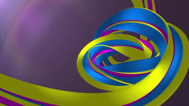 柔和的颜色 3d 弯曲彩虹橡胶带棉花糖绳糖果无缝循环抽象形状动画背景新质量通用运动动态动画五颜六色快乐视频 4k 股票素材 — 图库视频影像
