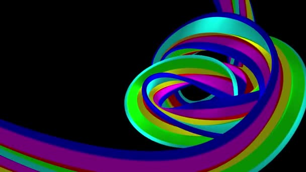 Couleurs douces 3D courbé arc-en-ciel bande caoutchouc guimauve corde bonbons boucle sans couture forme abstraite animation fond nouvelle qualité mouvement universel dynamique animé coloré joyeux vidéo 4k stock footage 