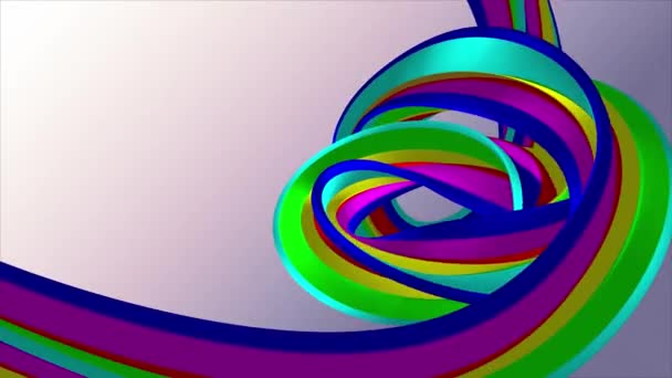 Couleurs douces 3D courbé arc-en-ciel bande caoutchouc guimauve corde bonbons boucle sans couture forme abstraite animation fond nouvelle qualité mouvement universel dynamique animé coloré joyeux vidéo 4k stock footage — Video