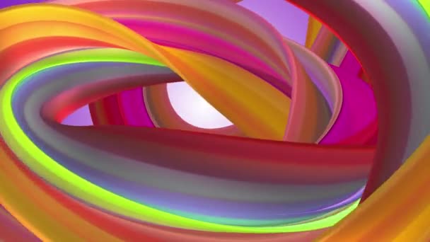 Soft colors 3D curved rainbow rubber band marshmallow rope candy seamless loop abstract shape animation background new quality universal motion dynamic animated colorful joyful video 4k stock footage — Stock Video