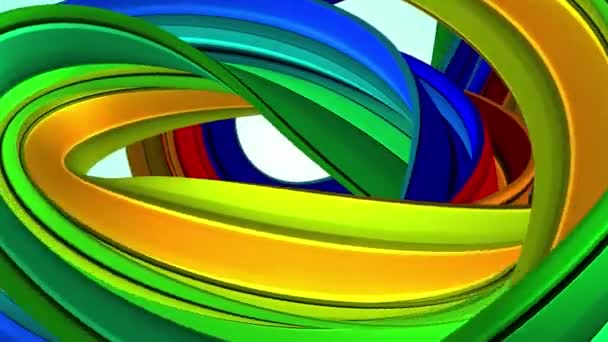 Couleurs douces 3D courbé arc-en-ciel bande caoutchouc guimauve corde bonbons boucle sans couture forme abstraite animation fond nouvelle qualité mouvement universel dynamique animé coloré joyeux vidéo 4k stock footage 