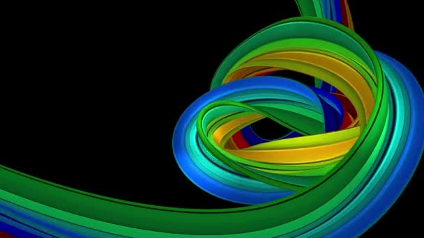 Couleurs douces 3D courbé arc-en-ciel bande caoutchouc guimauve corde bonbons boucle sans couture forme abstraite animation fond nouvelle qualité mouvement universel dynamique animé coloré joyeux vidéo 4k stock footage — Video