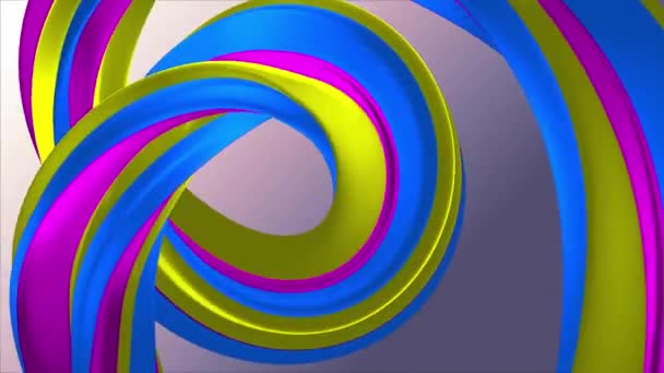 Měkké barvy 3D zakřivený duhový gumový pásek Marshmallow lana Candy plynulá smyčka abstraktní tvar animace pozadí nová kvalita Univerzální pohyb dynamický animovaný barevný radostný video 4k skladový záběr — Stock video