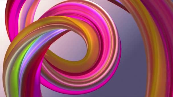 Měkké barvy 3D zakřivený duhový gumový pásek Marshmallow lana Candy plynulá smyčka abstraktní tvar animace pozadí nová kvalita Univerzální pohyb dynamický animovaný barevný radostný video 4k skladový záběr — Stock video