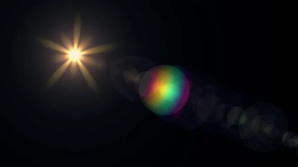 Flash lumières optique lentille fusées éclairantes brillant illustration art arrière-plan nouvelle lumière naturelle lampe rayons effet coloré lumineux image stock — Photo