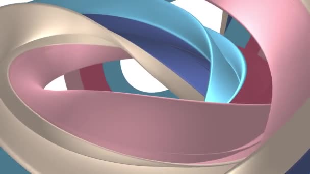 Мягкие цвета 3D изогнутый радужный резиновый бандаж зефир веревки конфеты бесшовные петли абстрактной формы анимации фон новое качество универсальное движение динамика анимированные красочные радостные видео 4k фондовые кадры — стоковое видео