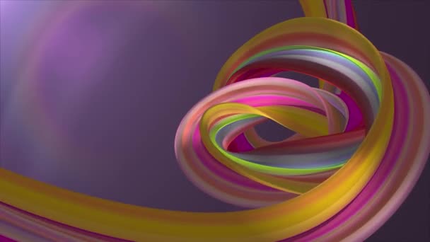Мягкие цвета 3D изогнутый радужный резиновый бандаж зефир веревки конфеты бесшовные петли абстрактной формы анимации фон новое качество универсальное движение динамика анимированные красочные радостные видео 4k фондовые кадры — стоковое видео