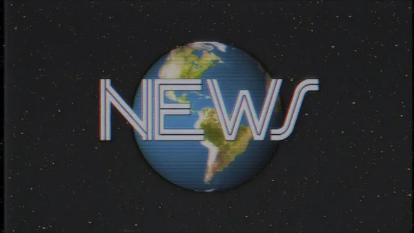 Terra globo in stelle spazio vecchio vhs nastro retro effetto tv schermo illustrazione sfondo Nuova qualità universale retrò vintage — Foto Stock